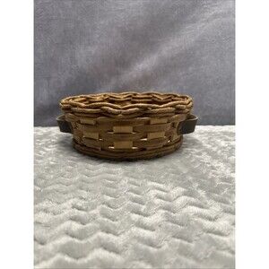 Corning Round Wicker Basket with Leather Handles made for Pyrex ~ 024 624 684